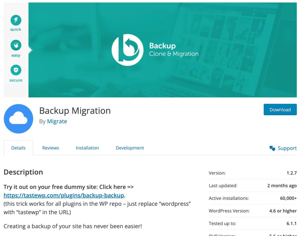 Best WordPress Backup Plugin: Backup Migration